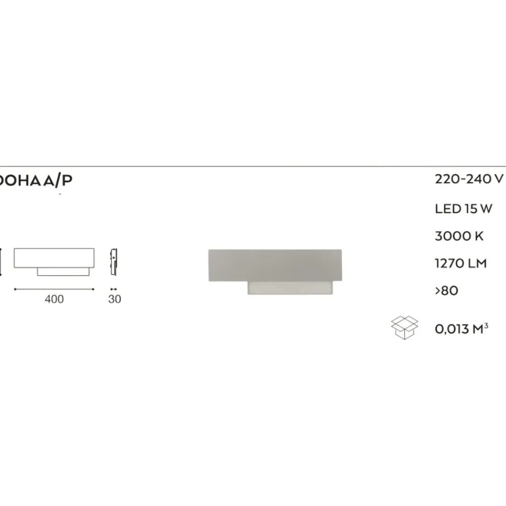 Applique Da Parete-Gea Luce doha 40cm applique design led moderna tortora