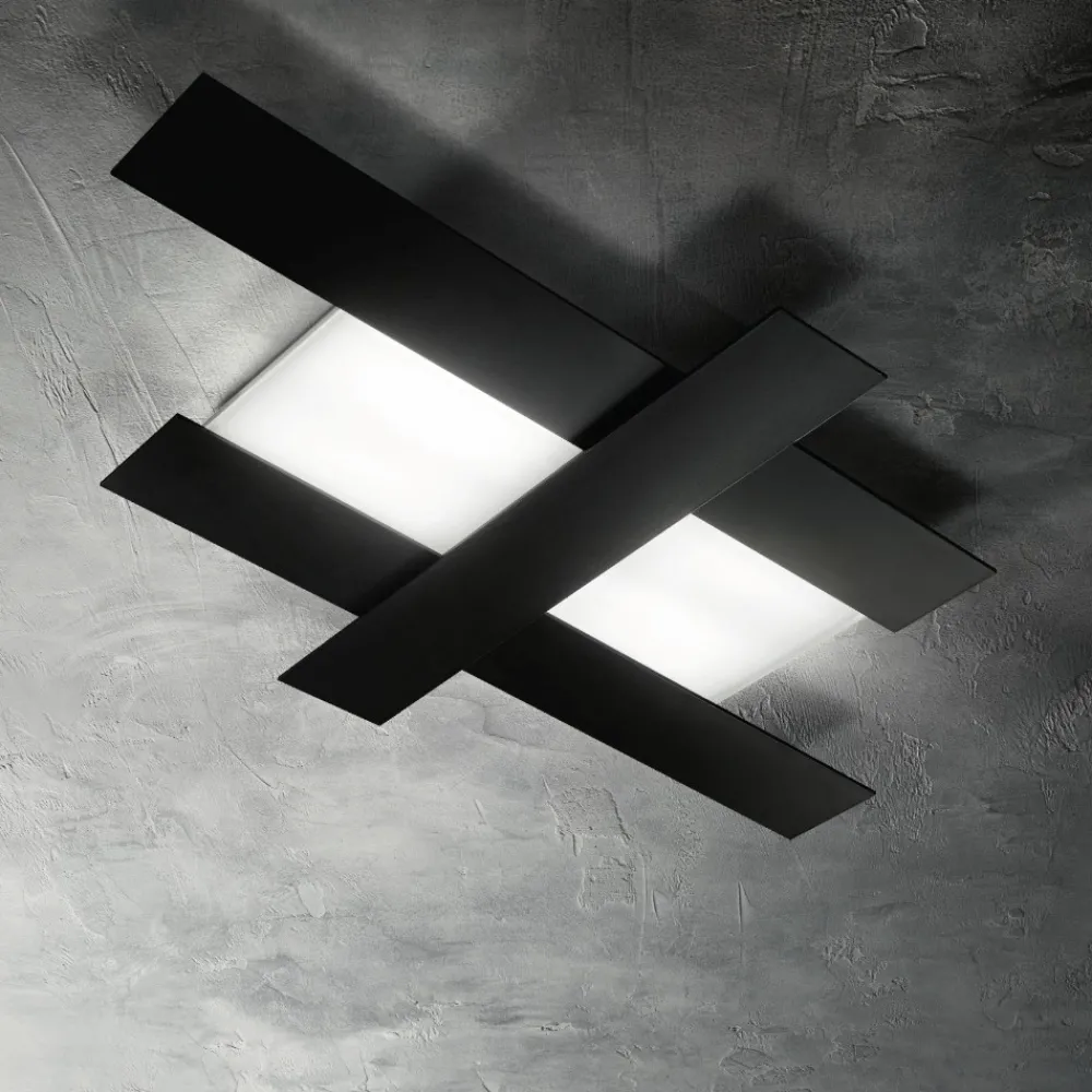 Plafoniere Moderne-Gea Luce doha plafoniera led 30w 3000k nbianco nera