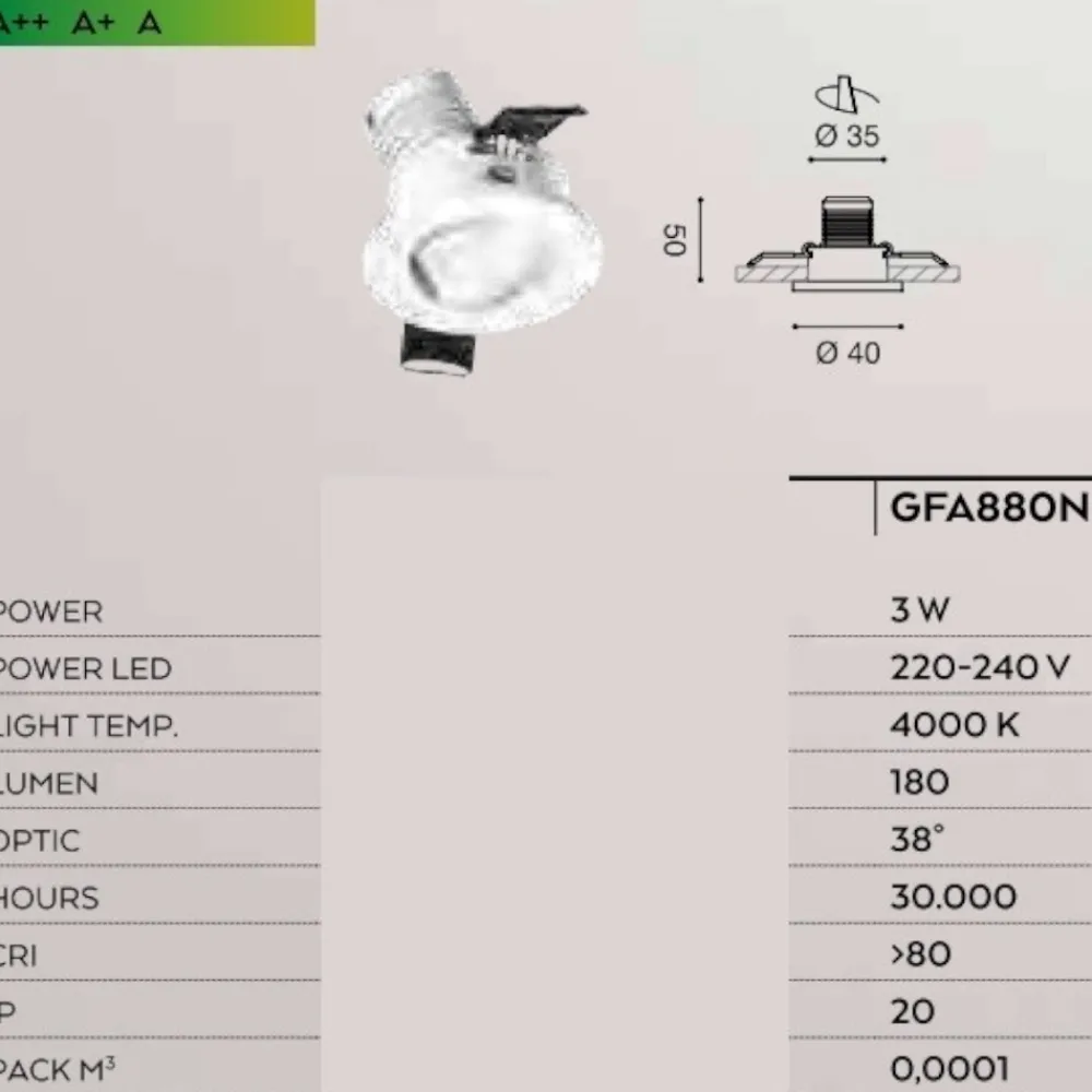 Faretti Da Incasso-Gea Luce elara faretto da incasso a led bianco 3w 4000k rotondo