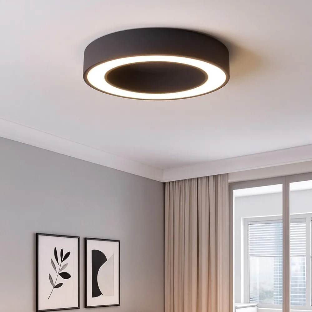 Plafoniere Moderne-Gea Luce flor plafoniera moderna led 30w 3000k nera per salotto