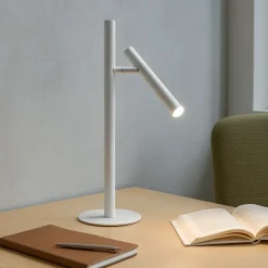 Lampade Da Tavolo-Gea Luce glsb lampada da scrivania bianca led 3000k orientabile moderna