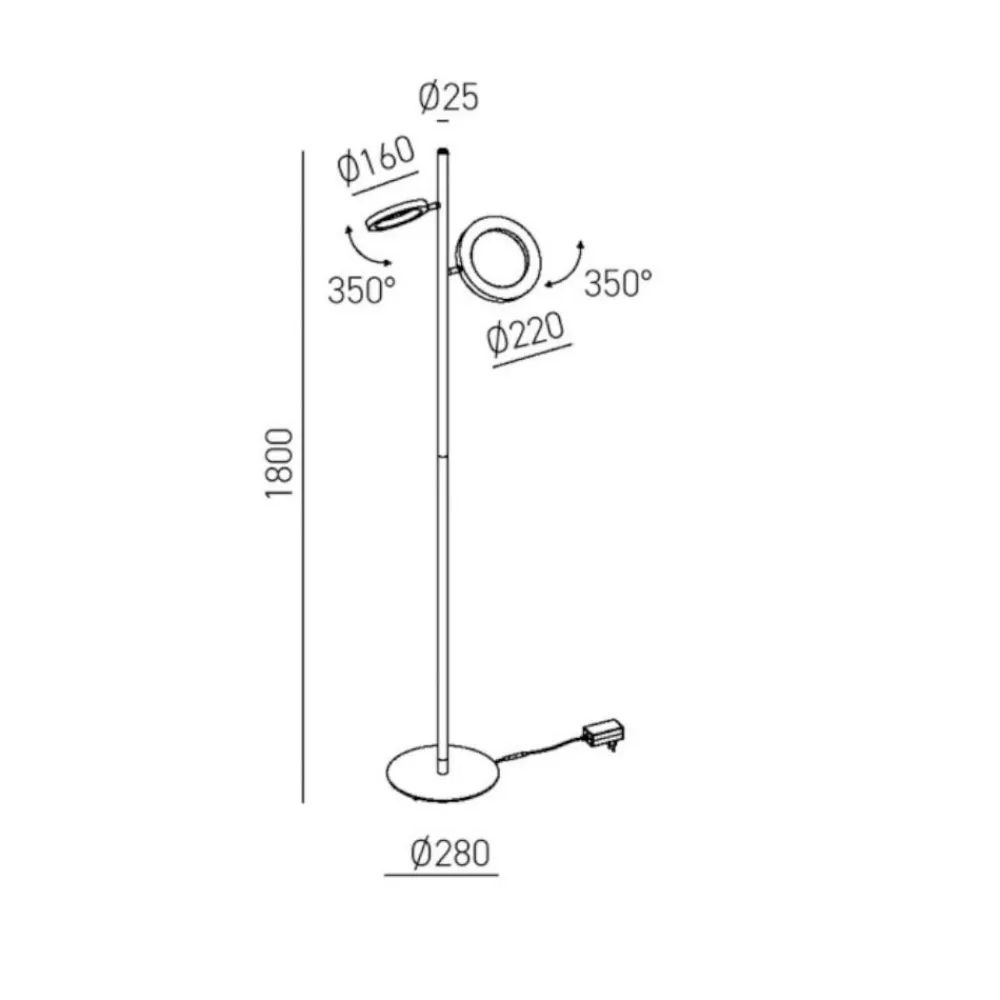 Lampade Da Terra-Gea Luce gpib lampada da terra led 3000k due luci orientabili bianca