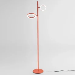 Lampade Da Terra-Gea Luce gpi lampada da terra design moderno doppio led orientabile arancione