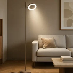 Lampade Da Terra-Gea Luce gpi lampada da terra led 3000k orientabile tortora