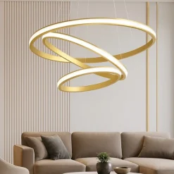 Lampadari Moderni-Gea Luce iole s3 oro lampadario led tre cerchi
