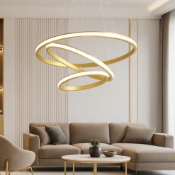 Lampadari Moderni-Gea Luce iole s3 oro lampadario led tre cerchi