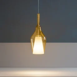 Lampade A Sospensione-Gea Luce lampada a sospensione ofelia in vetro ambra fume'