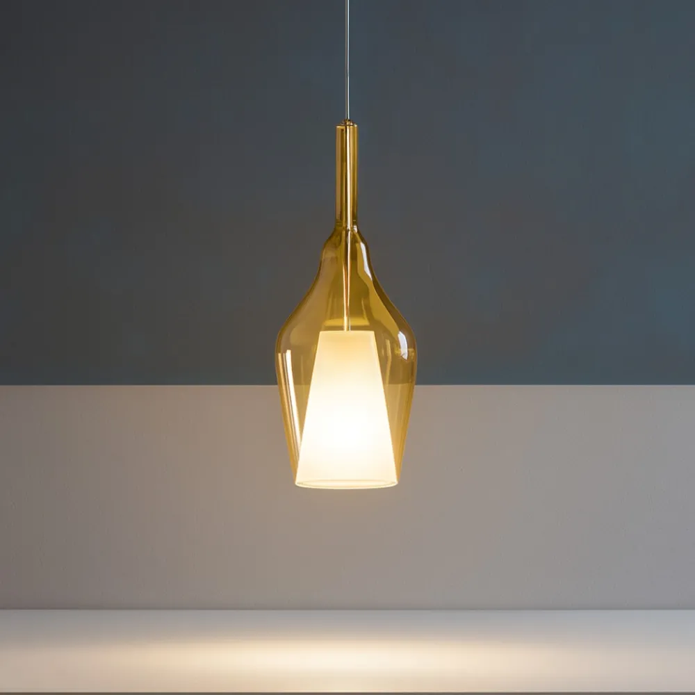 Lampade A Sospensione-Gea Luce lampada a sospensione ofelia in vetro ambra fume'