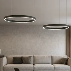 Lampadari Moderni-Gea Luce lampadario criseide nero cerchi moderno led 60w 3000k