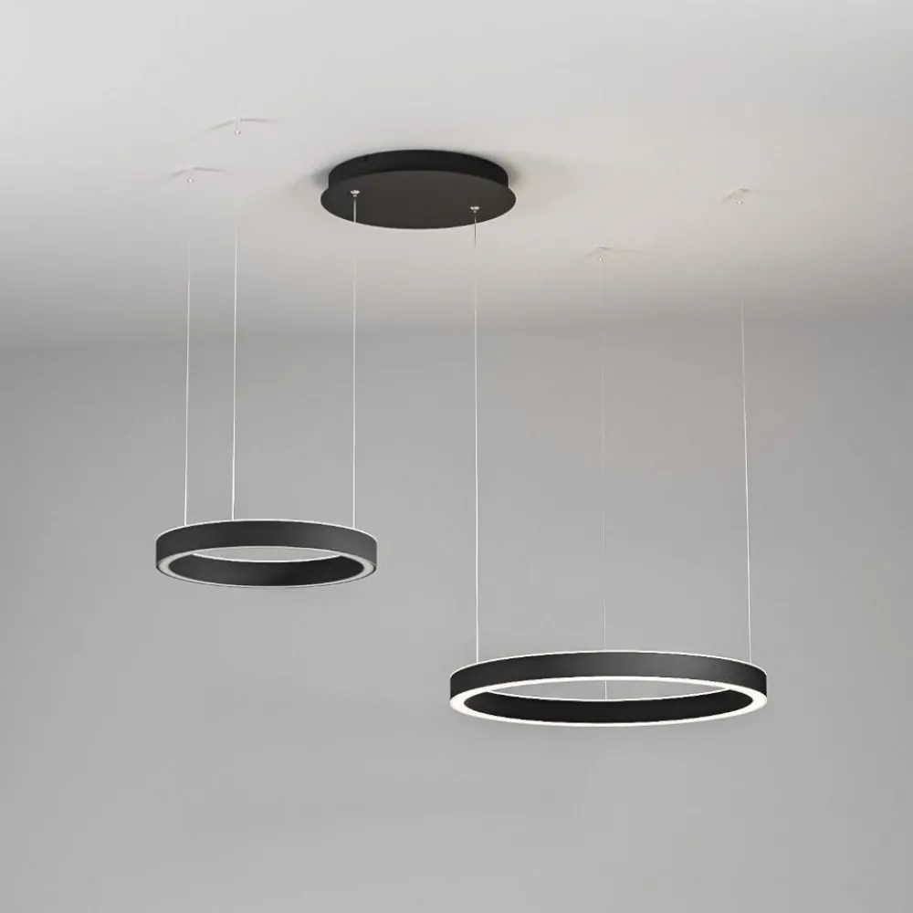 Lampadari Moderni-Gea Luce lampadario criseide nero cerchi moderno led 60w 3000k