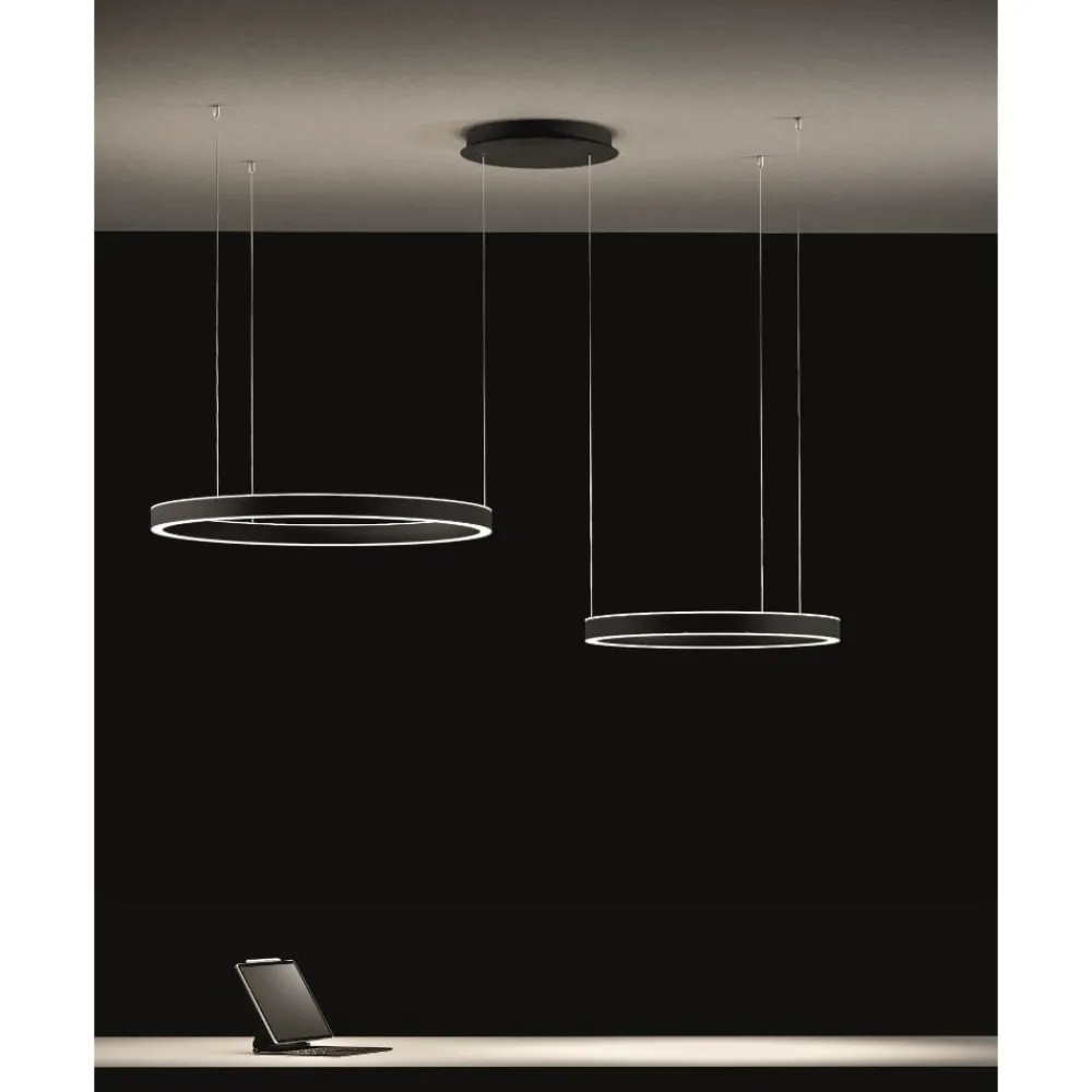 Lampadari Moderni-Gea Luce lampadario criseide nero cerchi moderno led 60w 3000k