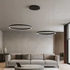 Lampadari Moderni-Gea Luce lampadario criseide nero cerchi moderno led 60w 3000k
