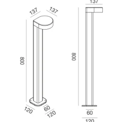 Lampioni Da Giardino-Gea Luce lampione da giardino led 13w 4000k antracite ip65 h80 cm