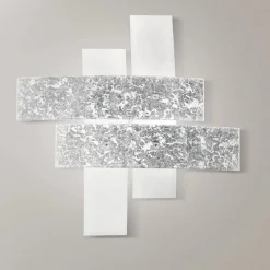 Plafoniere Moderne-Gea Luce lara plafoniera moderna vetri bianco foglia argento
