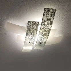 Plafoniere Moderne-Gea Luce lara plafoniera moderna vetri bianco foglia argento
