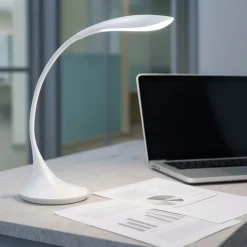 Lampade Da Tavolo-Gea Luce nunki lampada da scrivania led moderna bianca