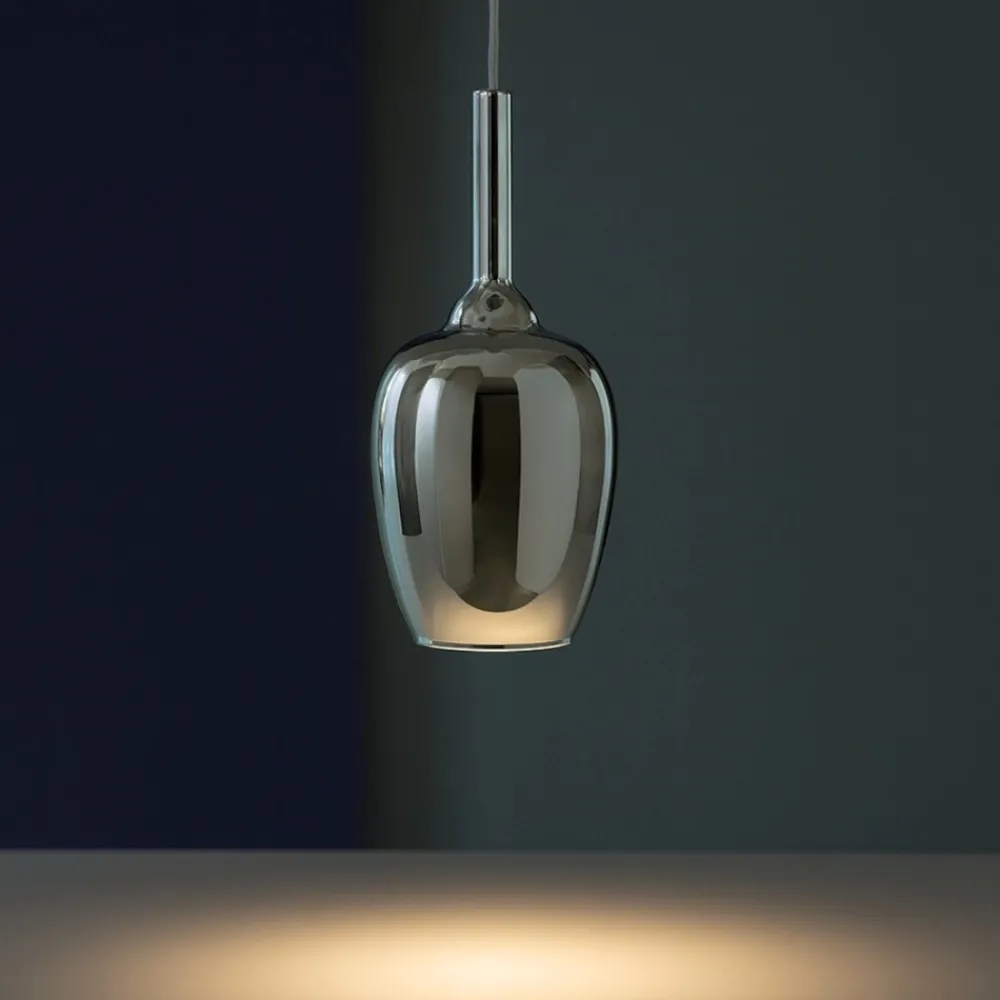 Lampade A Sospensione-Gea Luce ofelia lampada a sospensione vetro cromato