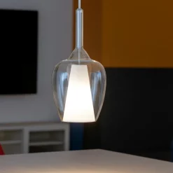 Lampade A Sospensione-Gea Luce ofelia lampada a sospensione in vetro trasparente per comodino
