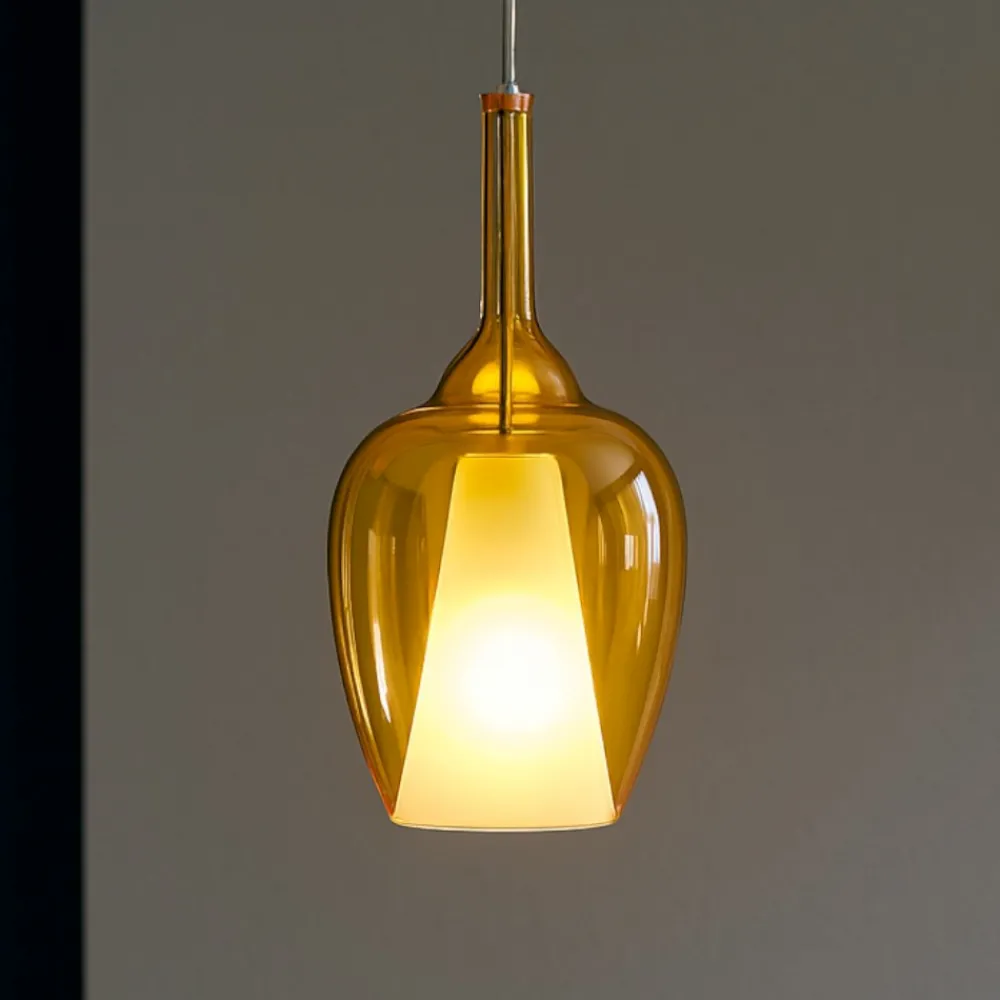 Lampade A Sospensione-Gea Luce ofelia lampada a sospensione vetro ambrato