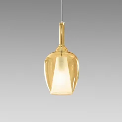 Lampade A Sospensione-Gea Luce ofelia lampada a sospensione vetro ambrato