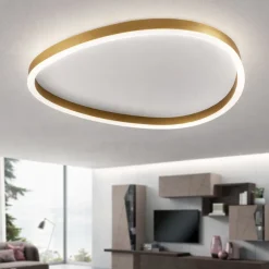 Plafoniere Moderne-Gea Luce plafoniera led ecaris oro spazzolato 60w cct