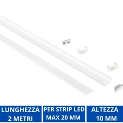 Strisce Led-Gea Luce profilo da incasso bianco 2mt per strip led max 20mm