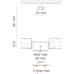 Strisce Led-Gea Luce profilo da incasso bianco 2mt per strip led max 20mm