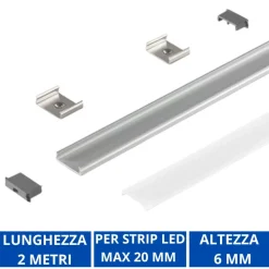 Strisce Led-Gea Luce profilo plafone grigio 2mt per strip led max 20mm