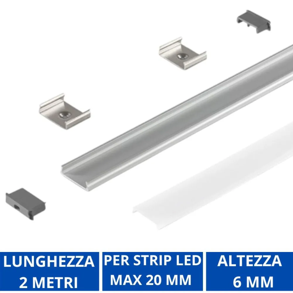 Strisce Led-Gea Luce profilo plafone grigio 2mt per strip led max 20mm