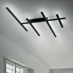 Plafoniere Moderne-Gea Luce rake plafoniera led 70w 3000k nera per salotto