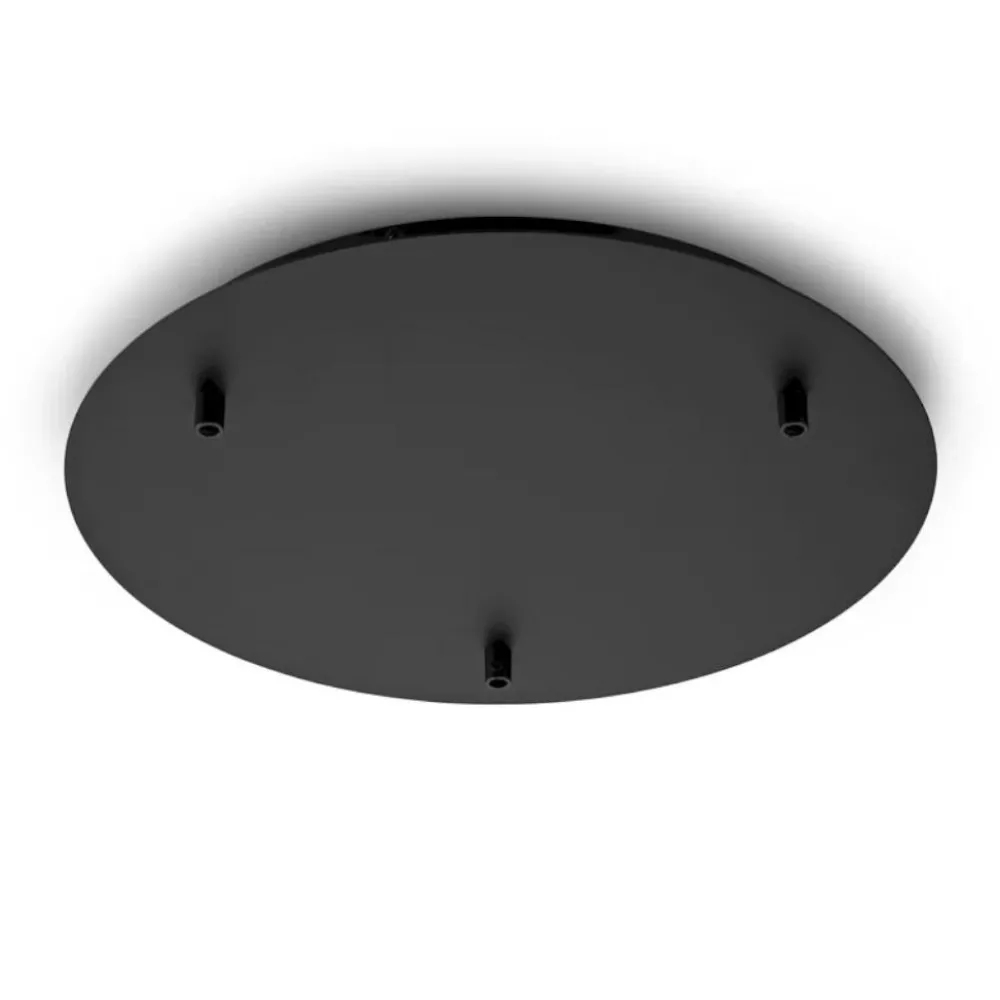 Accessori-Gea Luce rosone rotondo metallo nero diametro 30cm 3 fori