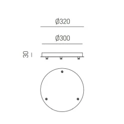 Accessori-Gea Luce rosone rotondo metallo nero diametro 30cm 3 fori