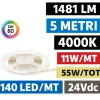 Strisce Led-Gea Luce striscia led bobina 5mt 4000k 11w-m 24vdc