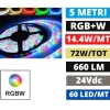 Strisce Led-Gea Luce striscia led bobina 5mt rgb+4000k 14,4w-mt 24v dc