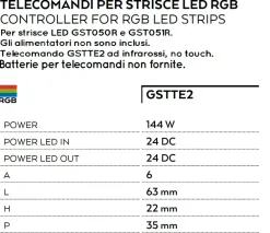 Accessori-Gea Luce telecomando infrarossi no touch per strisce led rgb
