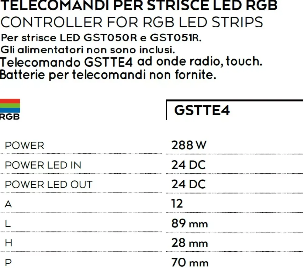 Strisce Led-Gea Luce telecomando onde radio touch per strisce led rgb