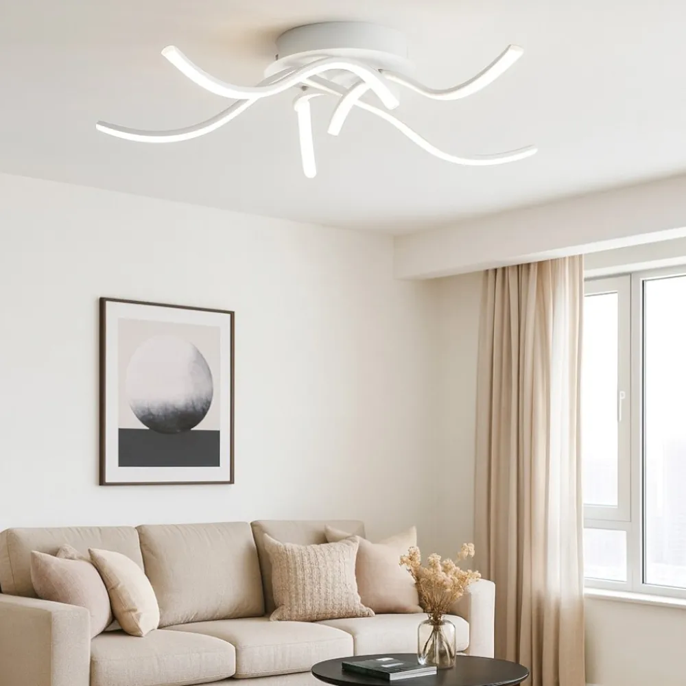 Plafoniere Moderne-Gea Luce tessa plafoniera moderna led 38w 4000k bianca per salotto