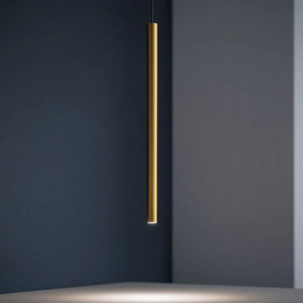 Lampade A Sospensione-Gea Luce thalassia lampada a sospensione led 7w 3000k colore oro cilindrica