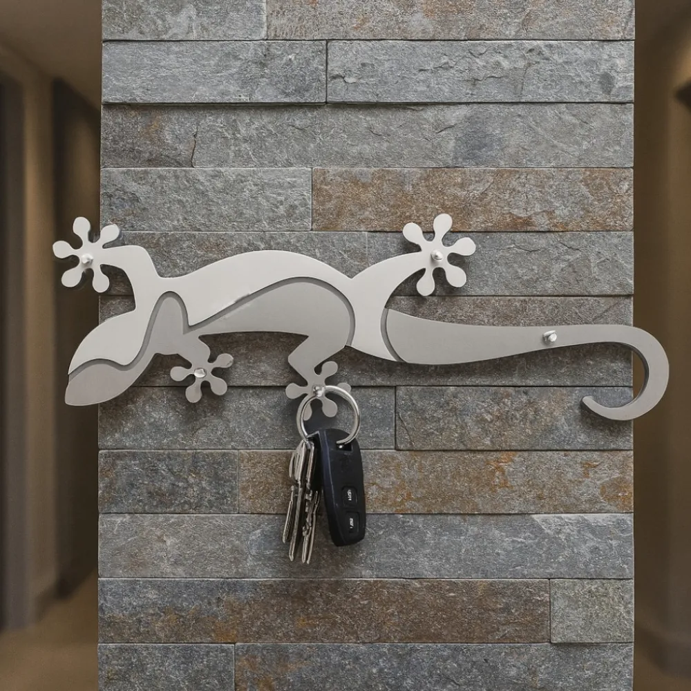 Mobili Ingresso Moderni-Selezionato da Mazzolaluce Geko appendichiavi da parete magnetico moderno legno colore bianco grigio