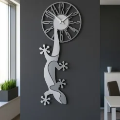 Orologi Da Parete Moderni-Selezionato da Mazzolaluce Geko orologio moderno da parete legno grigio e bianco