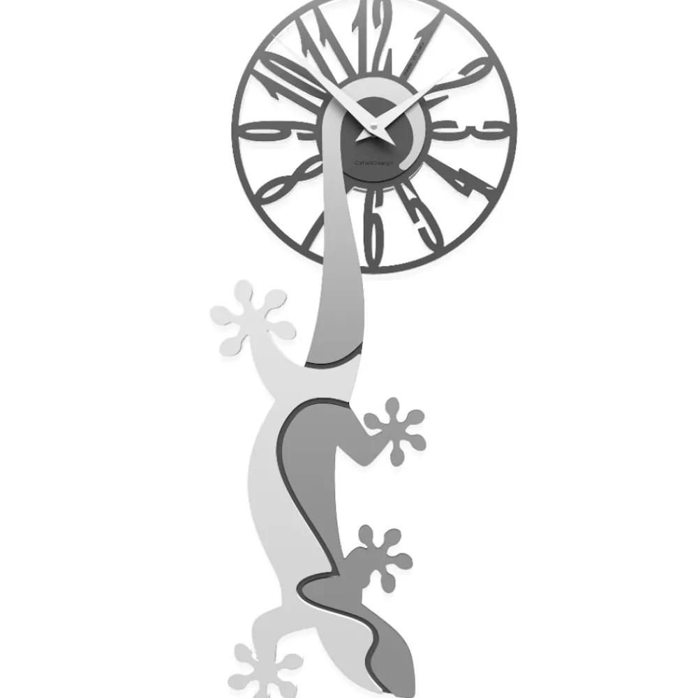 Orologi Da Parete Moderni-Selezionato da Mazzolaluce Geko orologio moderno da parete legno grigio e bianco