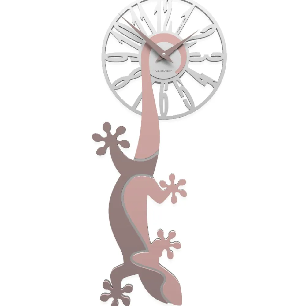 Orologi Da Parete Moderni-Selezionato da Mazzolaluce Geko orologio moderno da parete legno colore rosa antico