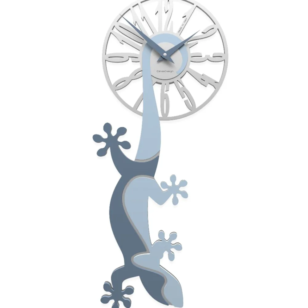 Orologi Da Parete Moderni-Selezionato da Mazzolaluce Geko orologio moderno da parete legno colore azzurro polvere