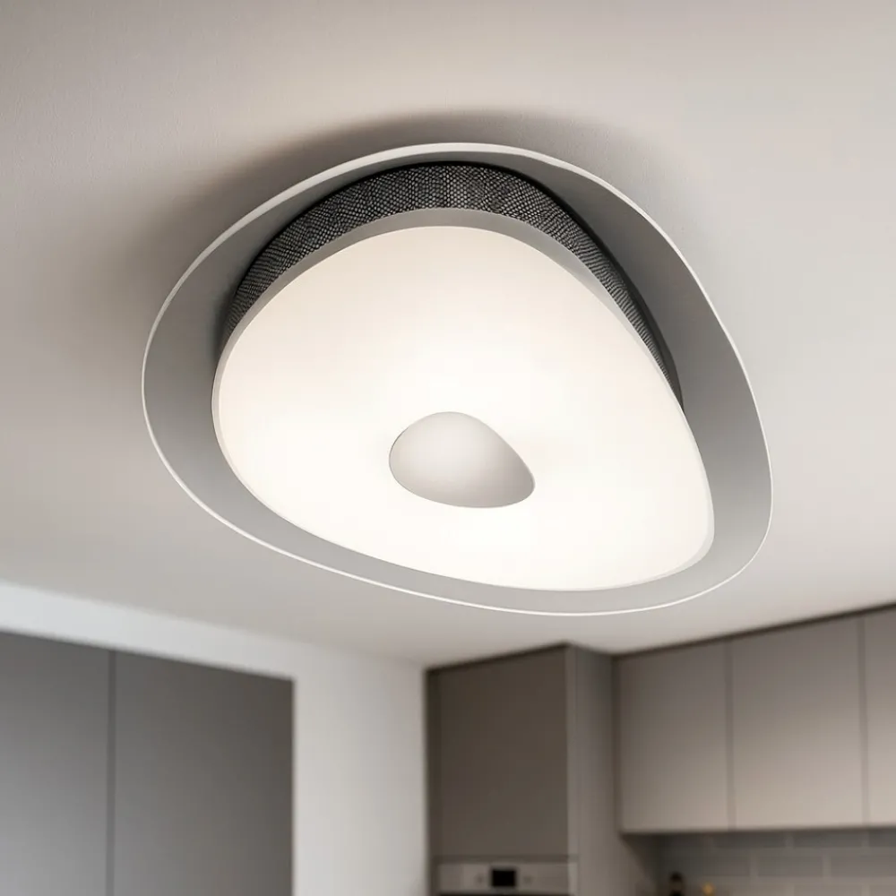 Plafoniere Moderne-Ideal Lux Geko pl4 plafoniera design sagomato vetro bianco per soggiorno