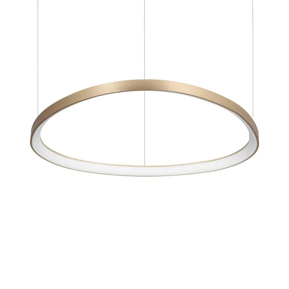 Lampadari Moderni-Ideal Lux Gemini sp d081 ottone lampadario led 60w 3000k cerchio