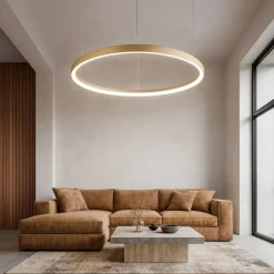 Lampadari Moderni-Ideal Lux Gemini sp d081 ottone lampadario led 60w 3000k cerchio