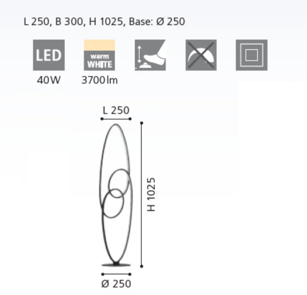 Lampade Da Terra-Eglo Gianella lampada da terra moderna nera design led 40w 3000k