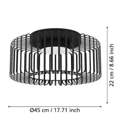Plafoniere Moderne-Eglo Ginestrone z plafoniera moderna smart traforata nera led rgb da 2700k a 6500k