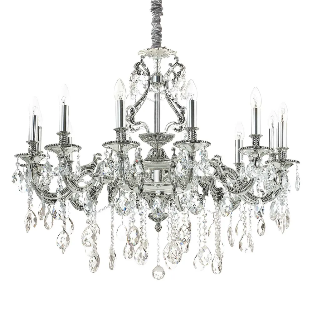 Lampadari Moderni-Ideal Lux Gioconda sp12 lampadario 12 bracci argento pendenti goccia