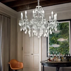 Lampadari Moderni-Ideal Lux Gioconda sp12 lampadario 12 bracci argento pendenti goccia